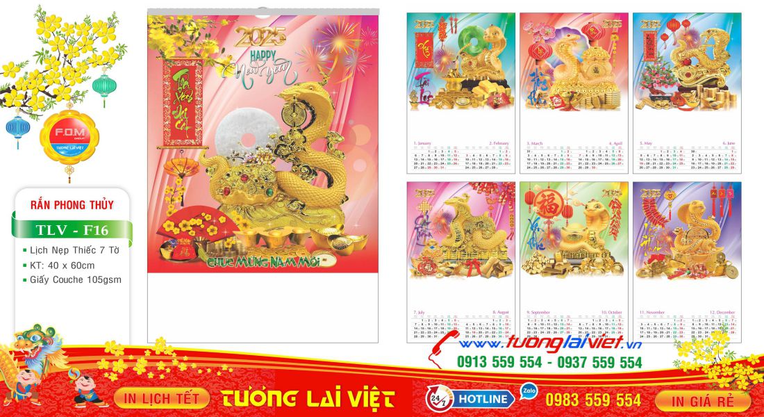 Mẫu Lịch Tờ Phong Thủy