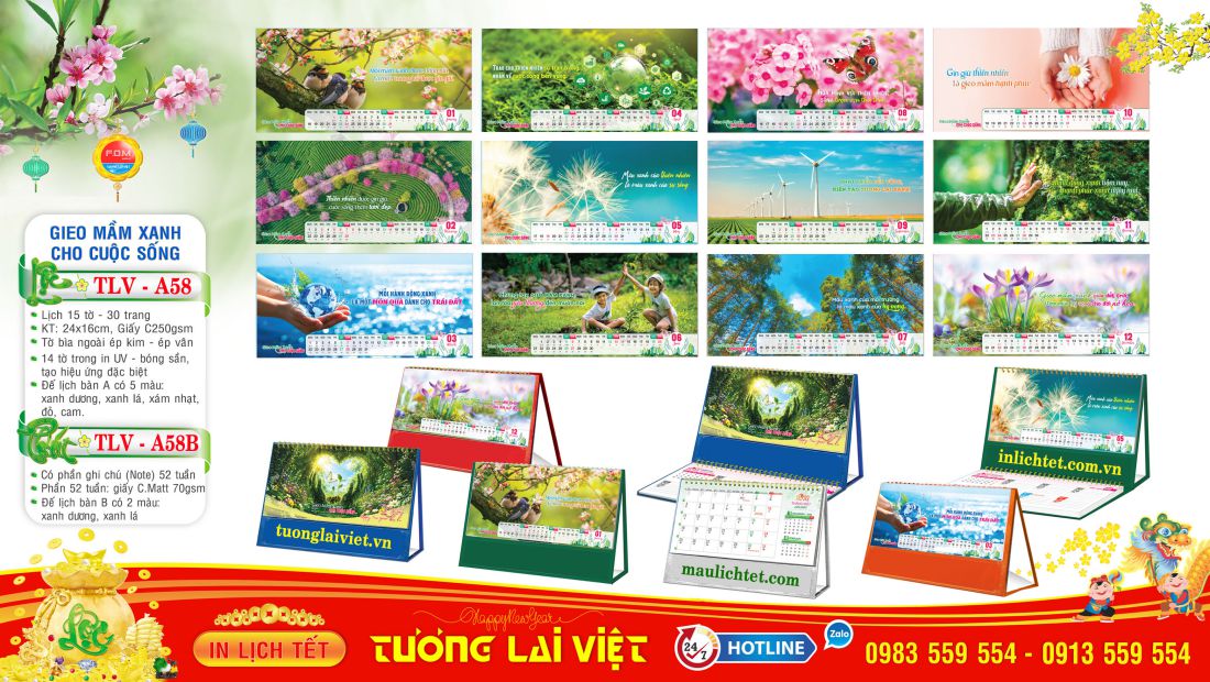 Mẫu lịch bàn 15 tờ Gieo Mầm Cuộc Sống
